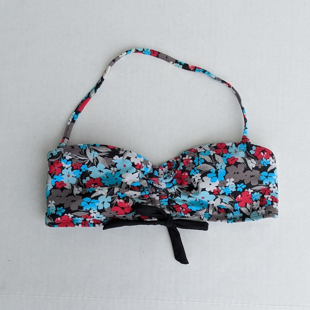 Floral Print Bandeau Bikini Top Sz Small